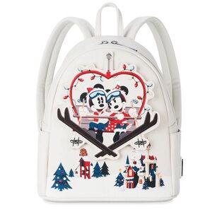 Loungefly Disney Mickey Minnie Mouse Ski Christmas Holiday Mini backpack